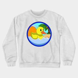 Duck on Beach with Palm trees Crewneck Sweatshirt